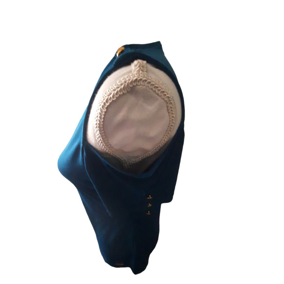 Calvin Klein Cold Shoulder Short Sleeve Turquoise Top Small - Picture 4 of 7